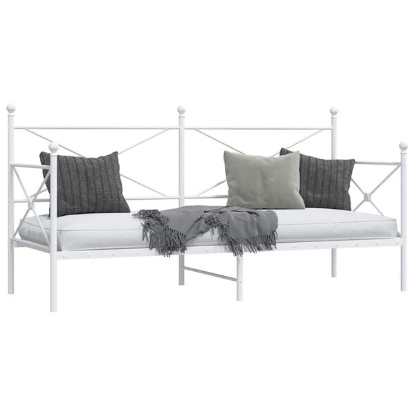 Κρεβάτι ημέρας vidaXL χωρίς στρώμα Λευκό 75x190 cm Ατσάλι