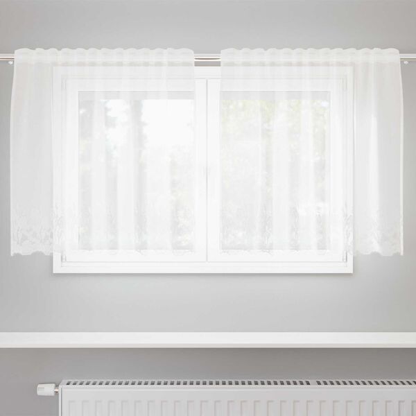 vidaXL Κουρτίνα Δαντέλας με κουρτίνες Floral Λευκό 150 x 100 cm Πολυεστέρας