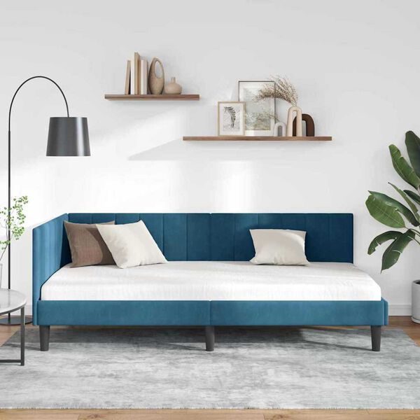 vidaXL Κρεβάτι Γωνίας με κεφαλάρι Μπλε 90 x 200 cm Βελούδο