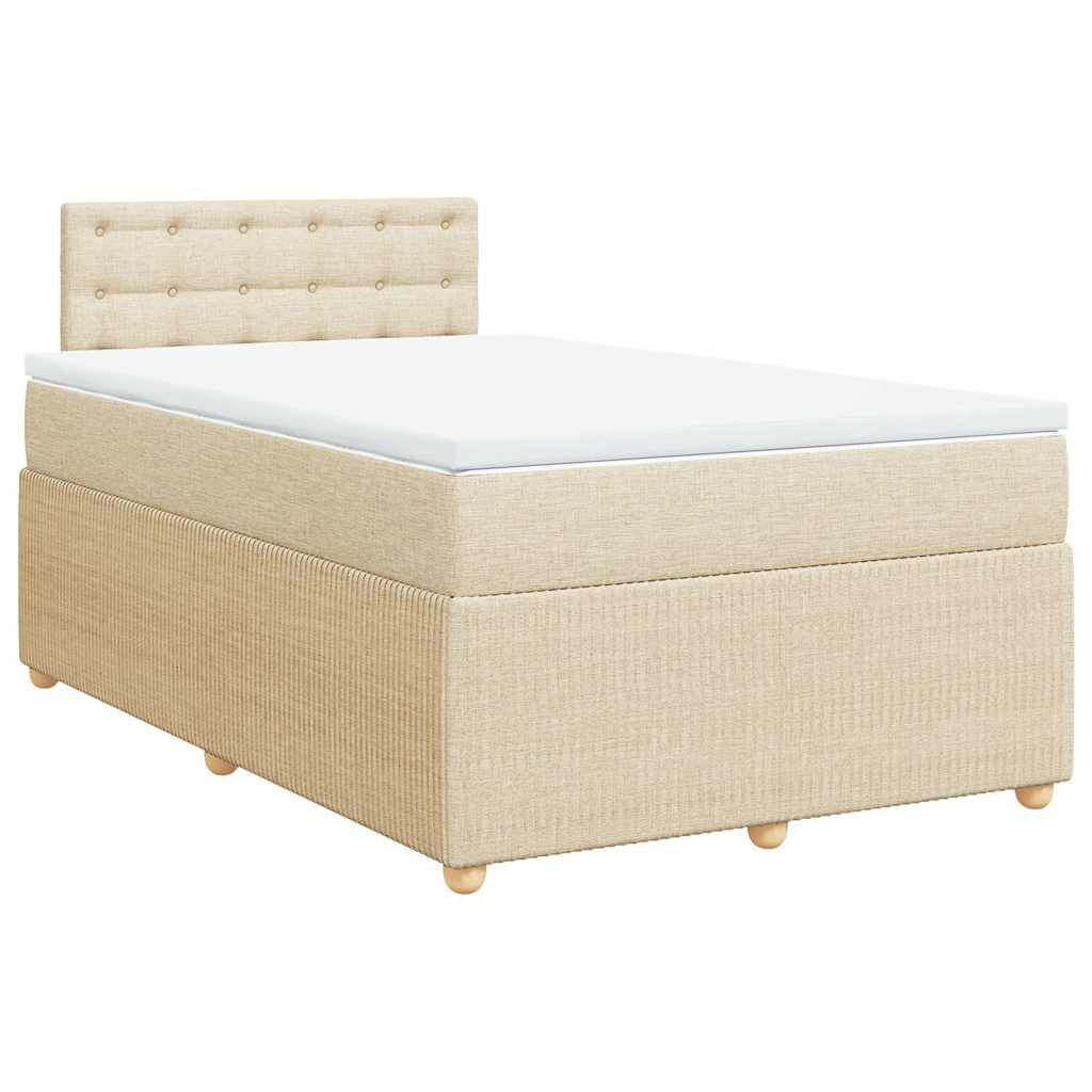 vidaXL Κρεβάτι Boxspring με Στρώμα Κρεμ 120x200 εκ. Υφασμάτινο