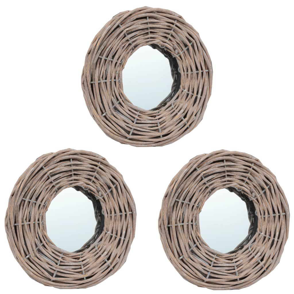 vidaXL Καθρέφτες 3 τεμ. 15 εκ. από Wicker