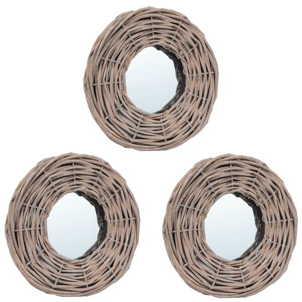 vidaXL Καθρέφτες 3 τεμ. 15 εκ. από Wicker