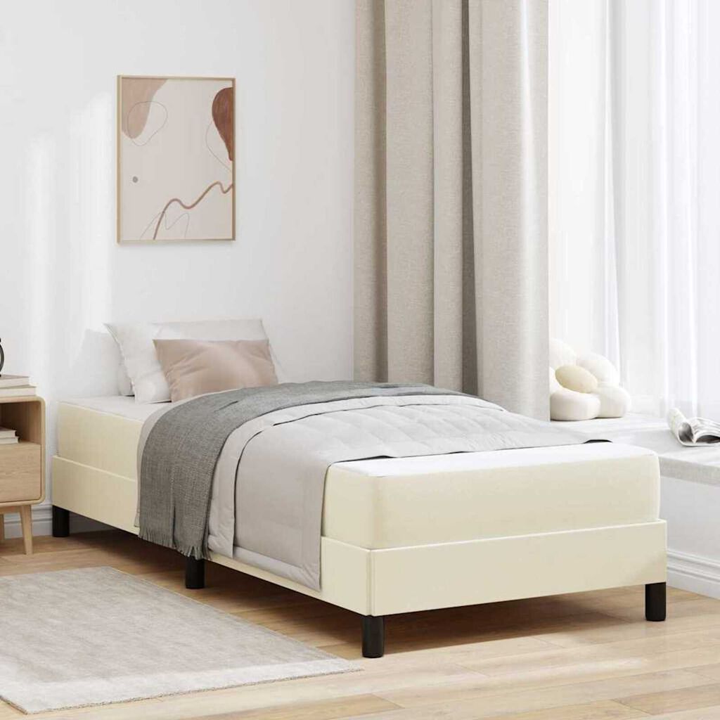 vidaXL Κρεβάτι με στρώμα Κρεμ 90 x 200 cm Τεχνητό δέρμα