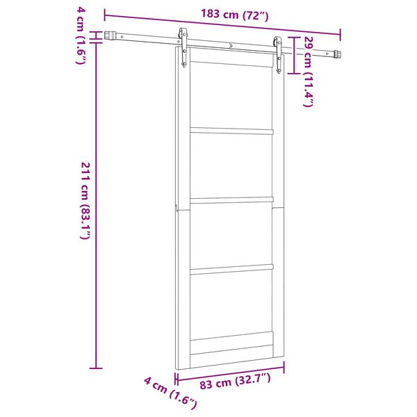 vidaXL Συρόμενη Πόρτα με Σετ Υλικών Λευκό 83x211 cm Ξύλο Πεύκου