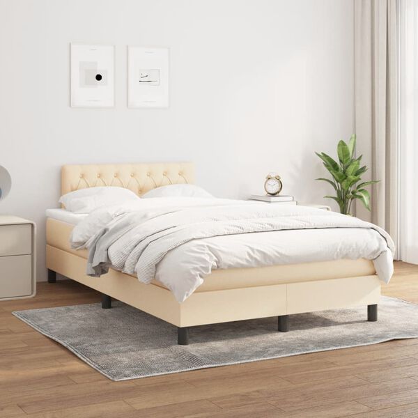 vidaXL &Kappa;&rho;&epsilon;&beta;ά&tau;&iota; Boxspring &mu;&epsilon; &Sigma;&tau;&rho;ώ&mu;&alpha; &Kappa;&rho;&epsilon;&mu; 120x200 &epsilon;&kappa;. &Upsilon;&phi;&alpha;&sigma;&mu;ά&tau;&iota;&nu;&omicron;