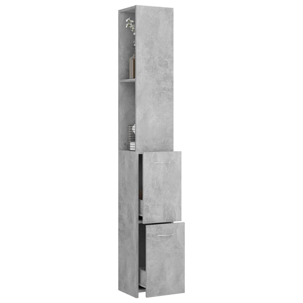 vidaXL Ντουλάπι Μπάνιου Γκρι Σκυροδέματος 25x26,5x170 εκ. Επεξ. Ξύλο