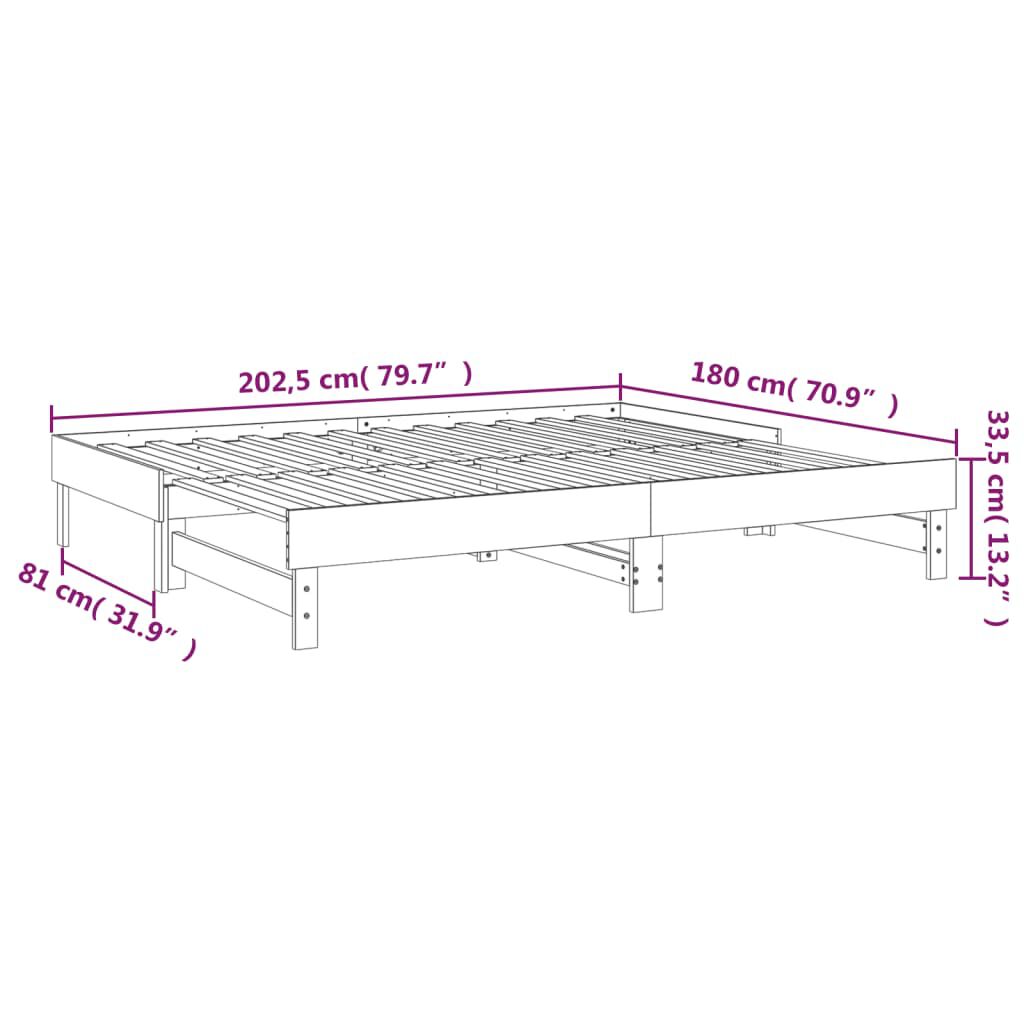 vidaXL Καναπές Κρεβάτι Συρόμενος Γκρι 2x(90x200) εκ. Μασίφ Ξύλο Πεύκου