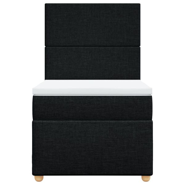 vidaXL Κρεβάτι Boxspring με Στρώμα Μαύρο 90x190 εκ.Υφασμάτινο