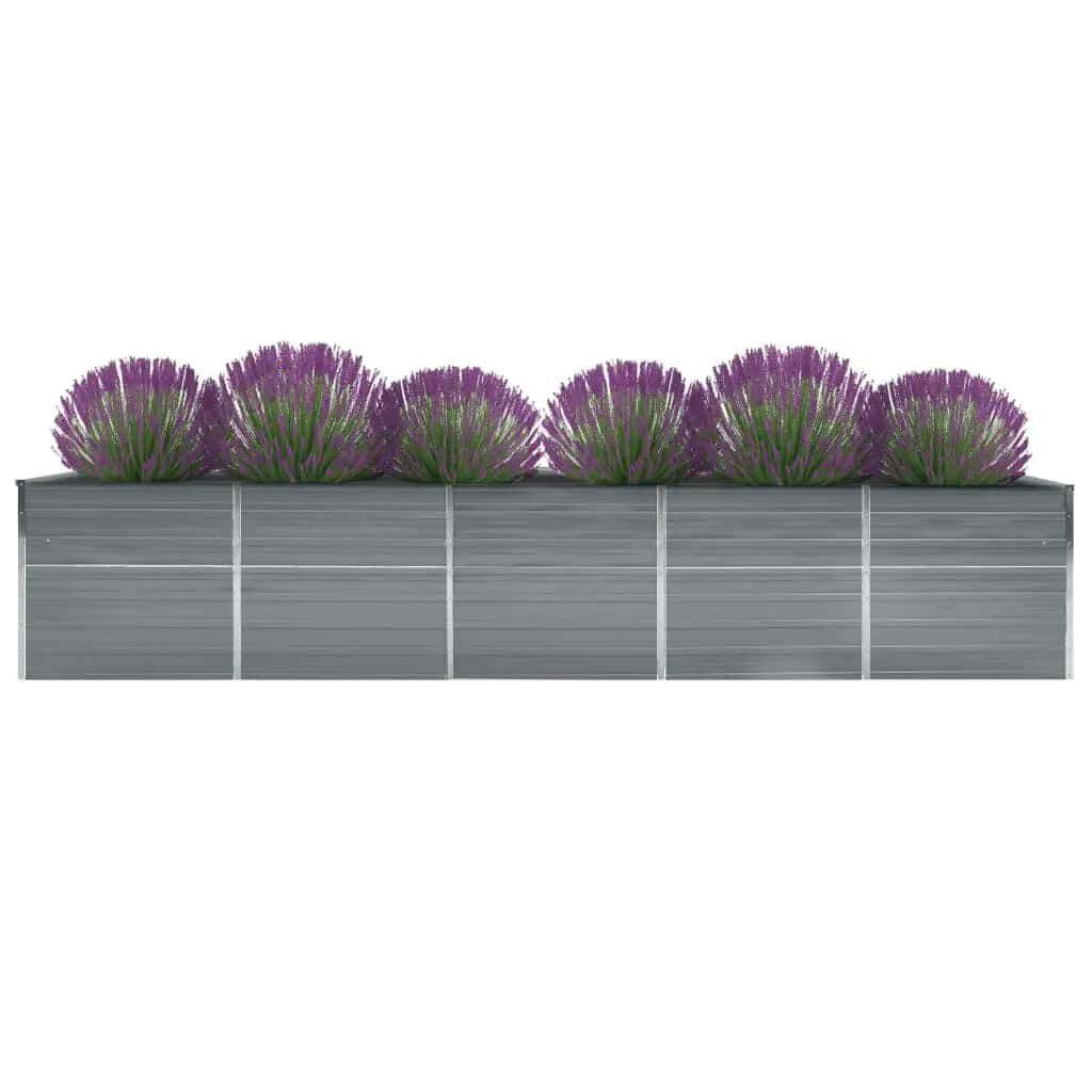 vidaXL Ζαρντινιέρα Υπερυψωμένη Γκρι 400x80x45 εκ. Γαλβαν. Χάλυβας