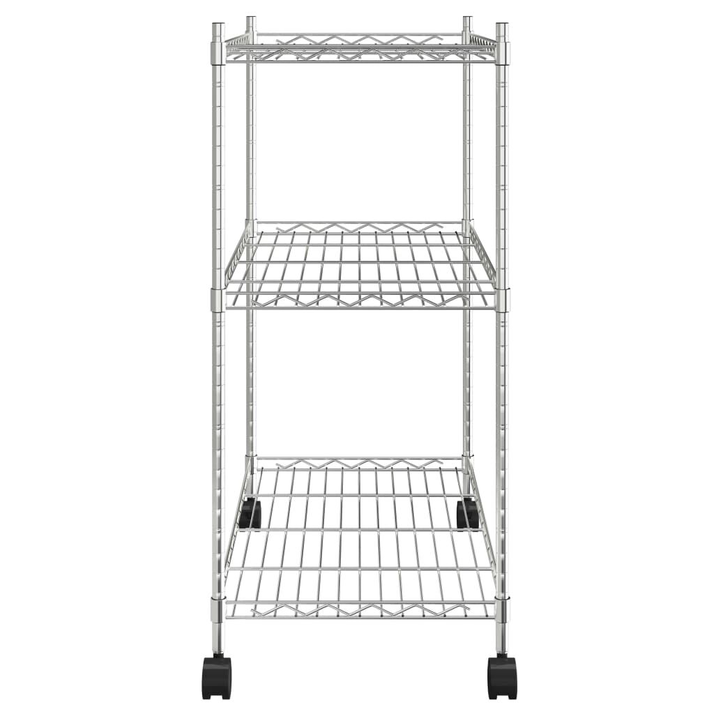 vidaXL Ραφιέρα 3 Επιπέδων με Τροχούς Χρωμέ 60x35x81 εκ. 150 κ.