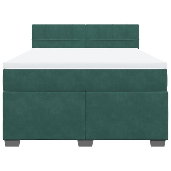 vidaXL Κρεβάτι Boxspring με Στρώμα Σκούρο Πράσινο 160x200εκ. Βελούδινο