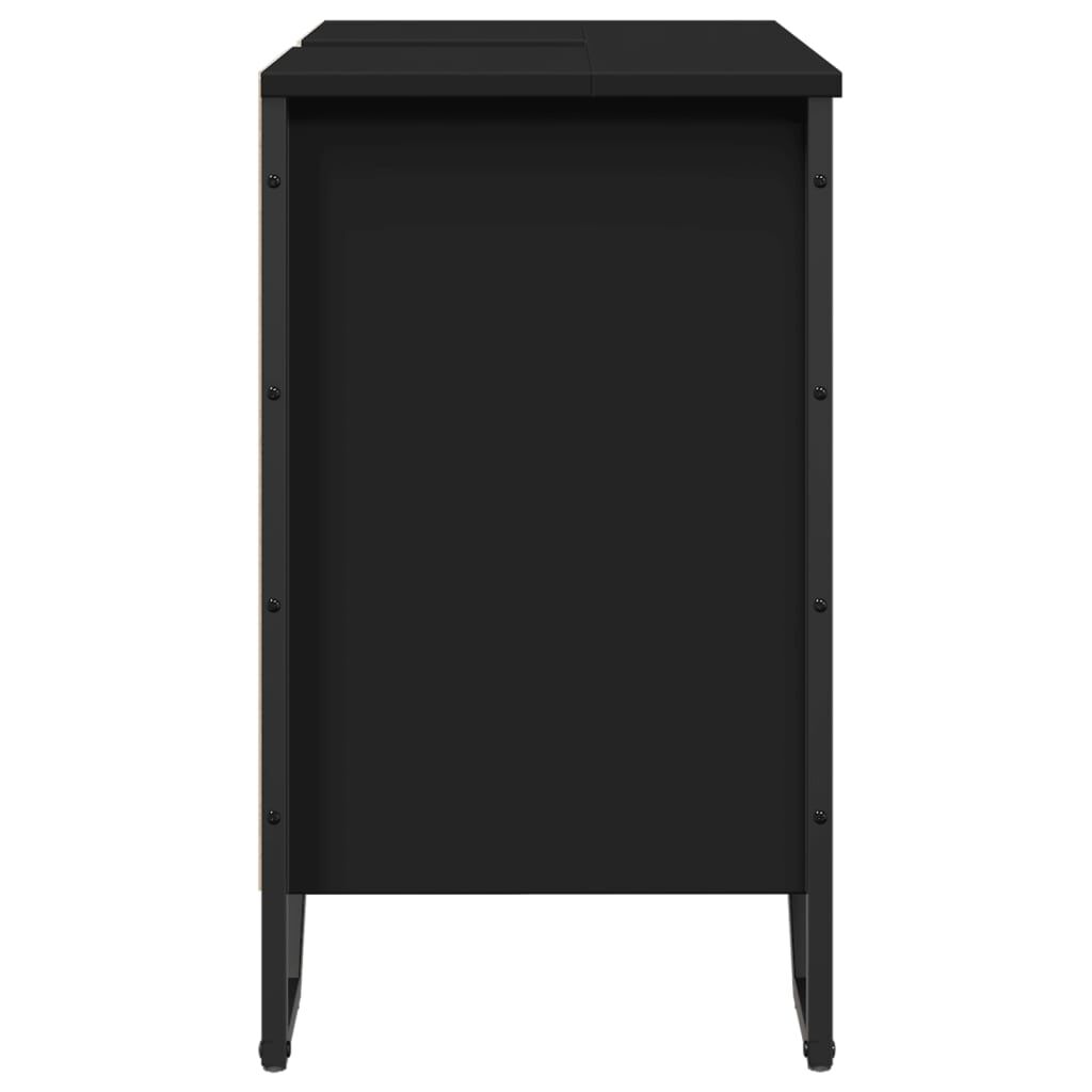 vidaXL Ντουλάπι Νιπτήρα Μπάνιου Μαύρο 60x35x60 εκ. Επεξεργασμένο Ξύλο