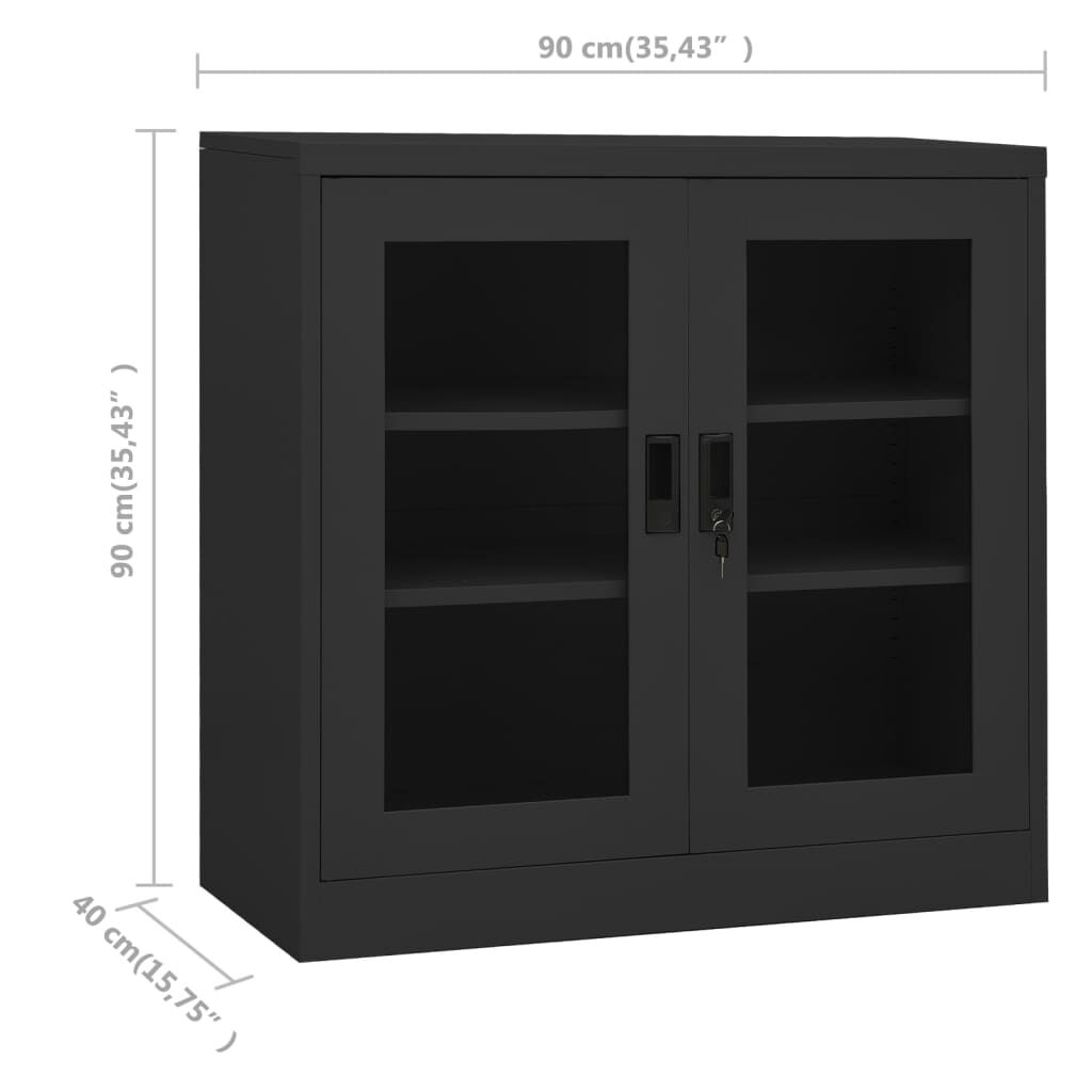 vidaXL Ντουλάπα Γραφείου Ανθρακί 90 x 40 x 90 εκ. Ατσάλινη