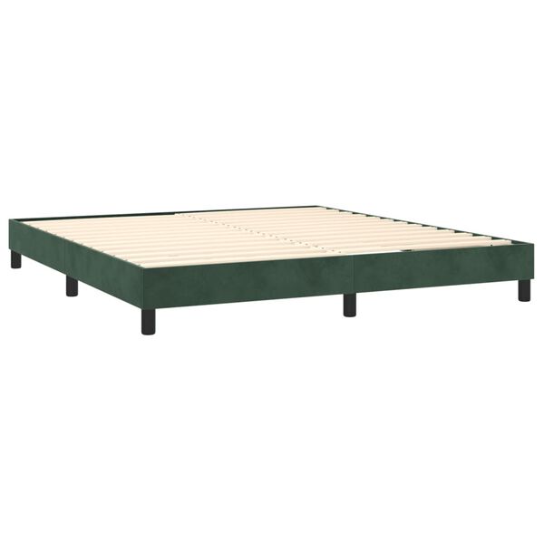 vidaXL Κρεβάτι Boxspring με Στρώμα Σκούρο Πράσινο 160x200εκ. Βελούδινο