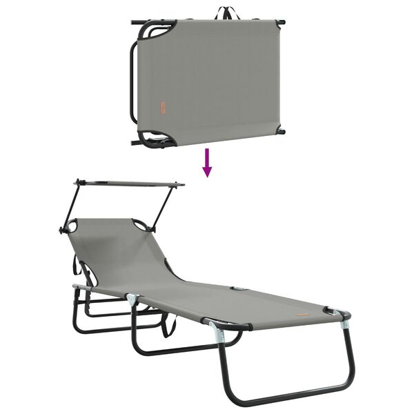 vidaXL Πτυσσόμενη ξαπλώστρα 2 pcs Γκρι 56 x 190 x 81εκ ύφασμα