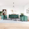 vidaXL Καναπές Chesterfield 3τεμαχίων μαξιλάρια σκούρο πράσινο βελούδο