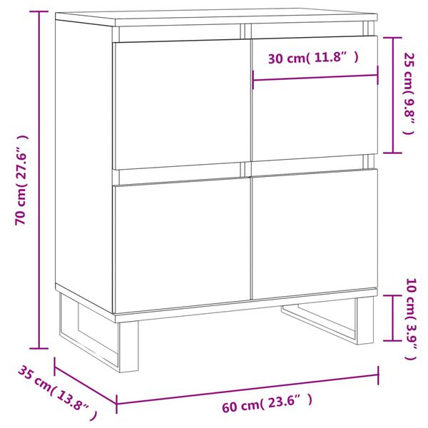 vidaXL Συρταριέρα Λευκή 60 x 35 x 70 εκ. από Επεξεργασμένο Ξύλο