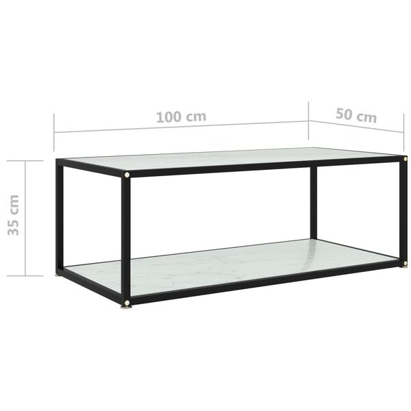 vidaXL Τραπεζάκι Σαλονιού Λευκό 100 x 50 x 35 εκ. από Ψημένο Γυαλί