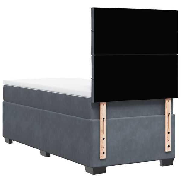 vidaXL Κρεβάτι Boxspring με Στρώμα Σκούρο Γκρι 100x200 εκ. Βελούδινο