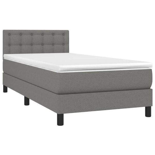 vidaXL Κρεβάτι Boxspring με Στρώμα Σκούρο Γκρι 100x200 εκ. Υφασμάτινο