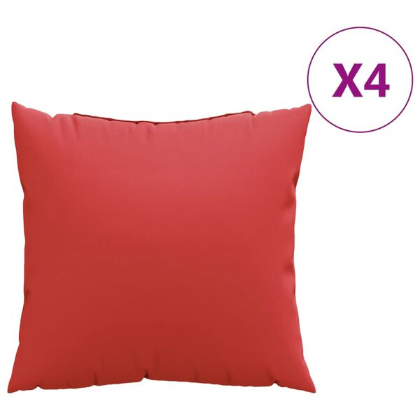 vidaXL Μαξιλάρια Καναπέ 4 τεμ. Κόκκινο 50x50 εκ. Υφασμάτινα