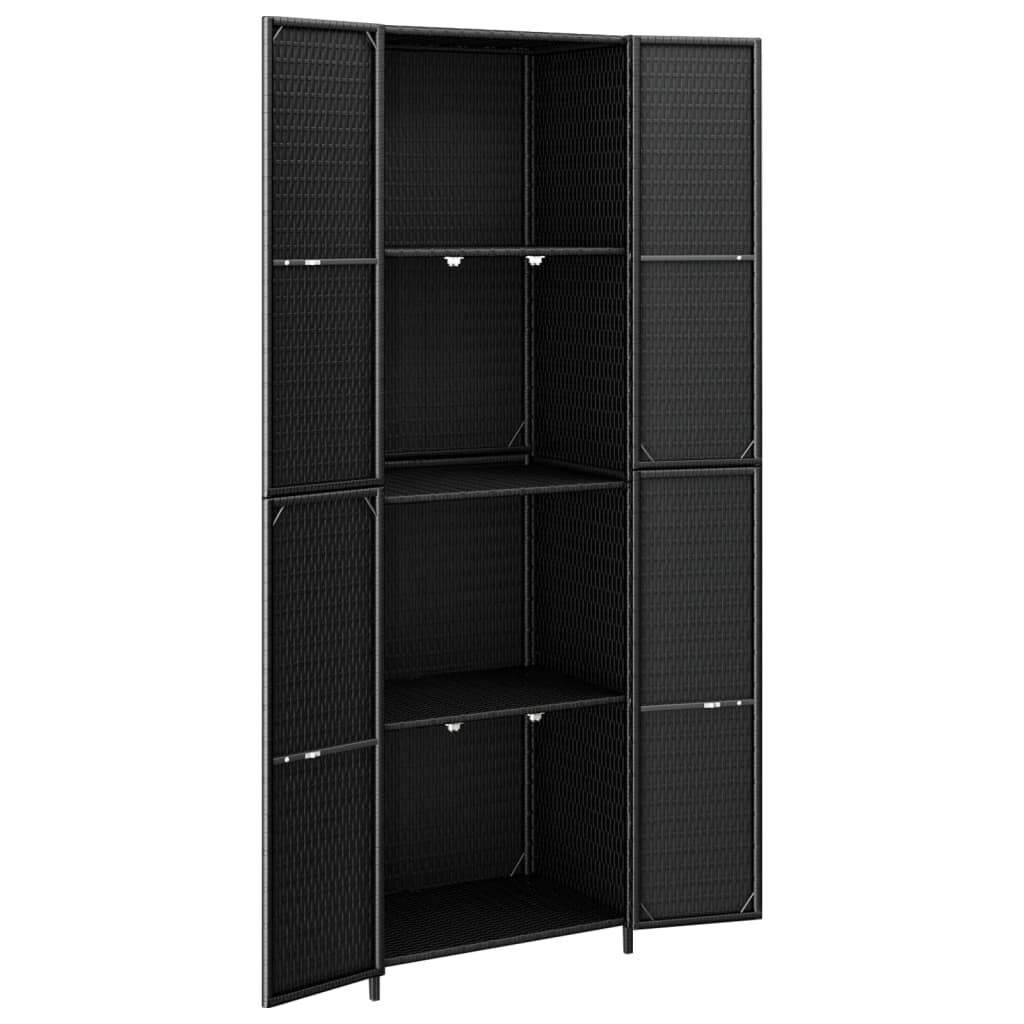 vidaXL Ντουλάπι Αποθήκευσης Κήπου Μαύρο 59x40x180 εκ. από Συνθ. Ρατάν