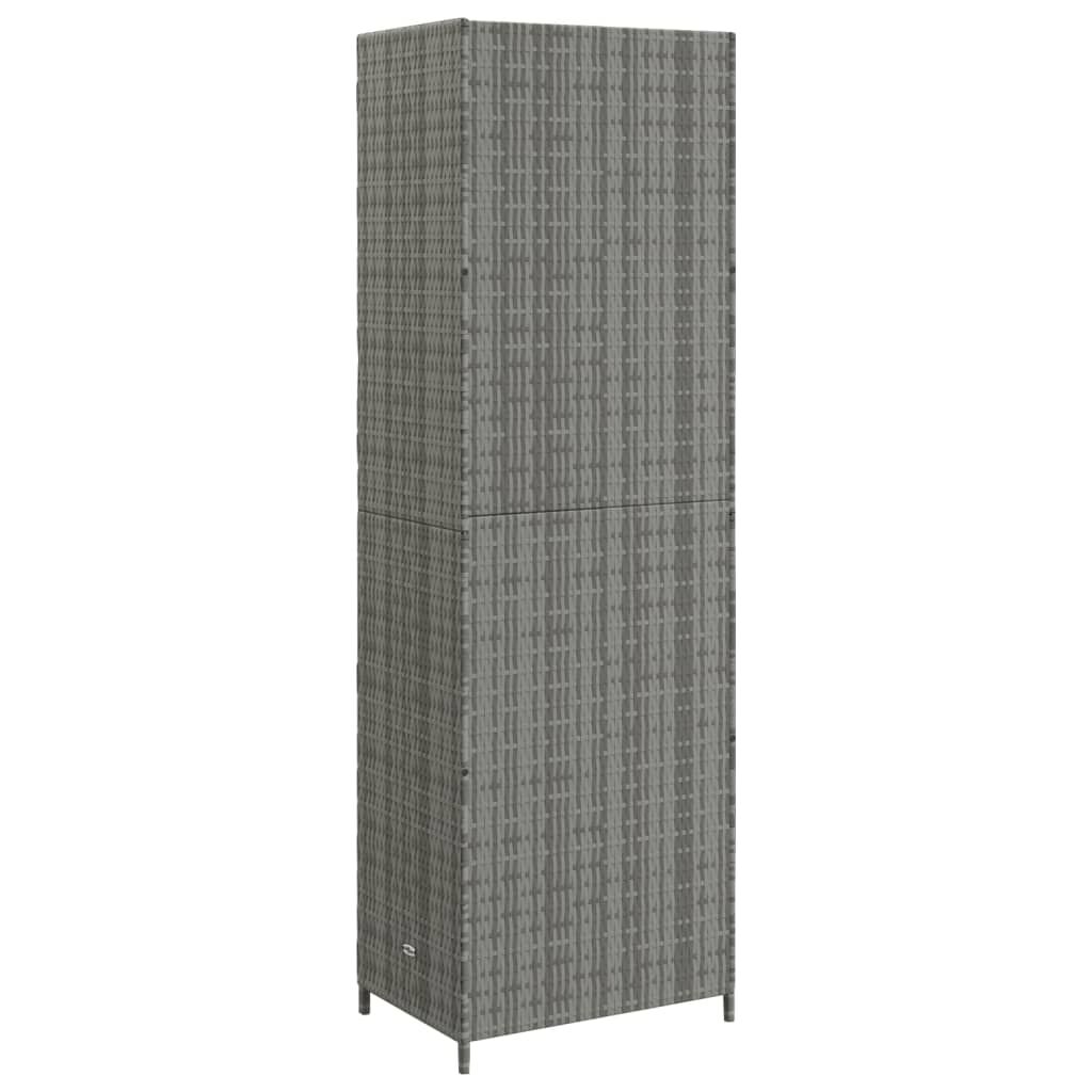 vidaXL Ντουλάπι Αποθήκευσης Κήπου Γκρι 59x40x180 εκ. από Συνθ. Ρατάν
