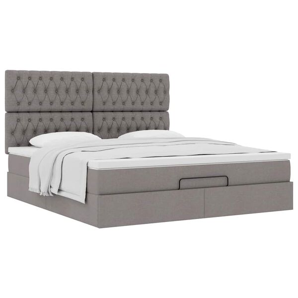 vidaXL Οθωμανικό κρεβάτι με στρώμα Taupe 180x200cm ύφασμα