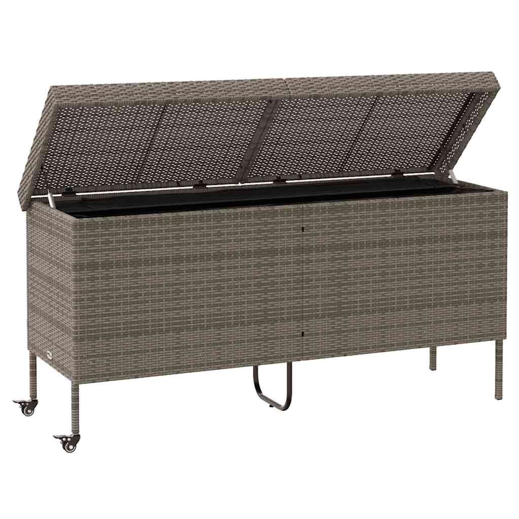 vidaXL Κουτί Αποθήκευσης Κήπου με Ρόδες 160x55x75 εκ. Συνθετικό Ρατάν