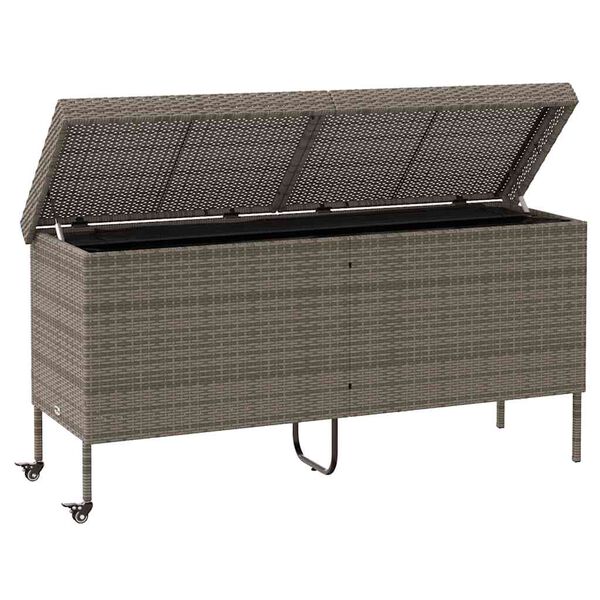 vidaXL Κουτί Αποθήκευσης Κήπου με Ρόδες 160x55x75 εκ. Συνθετικό Ρατάν
