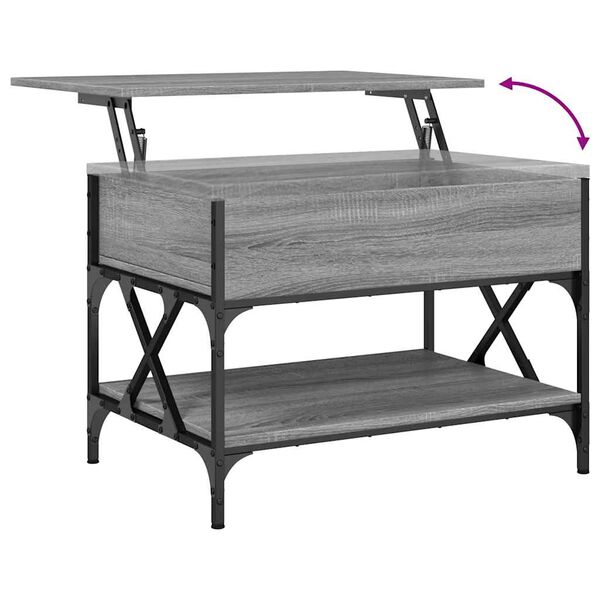 vidaXL Τραπεζάκι Σαλονιού Γκρι Sonoma 70x50x50 εκ. Επεξ. Ξύλο/Μέταλλο