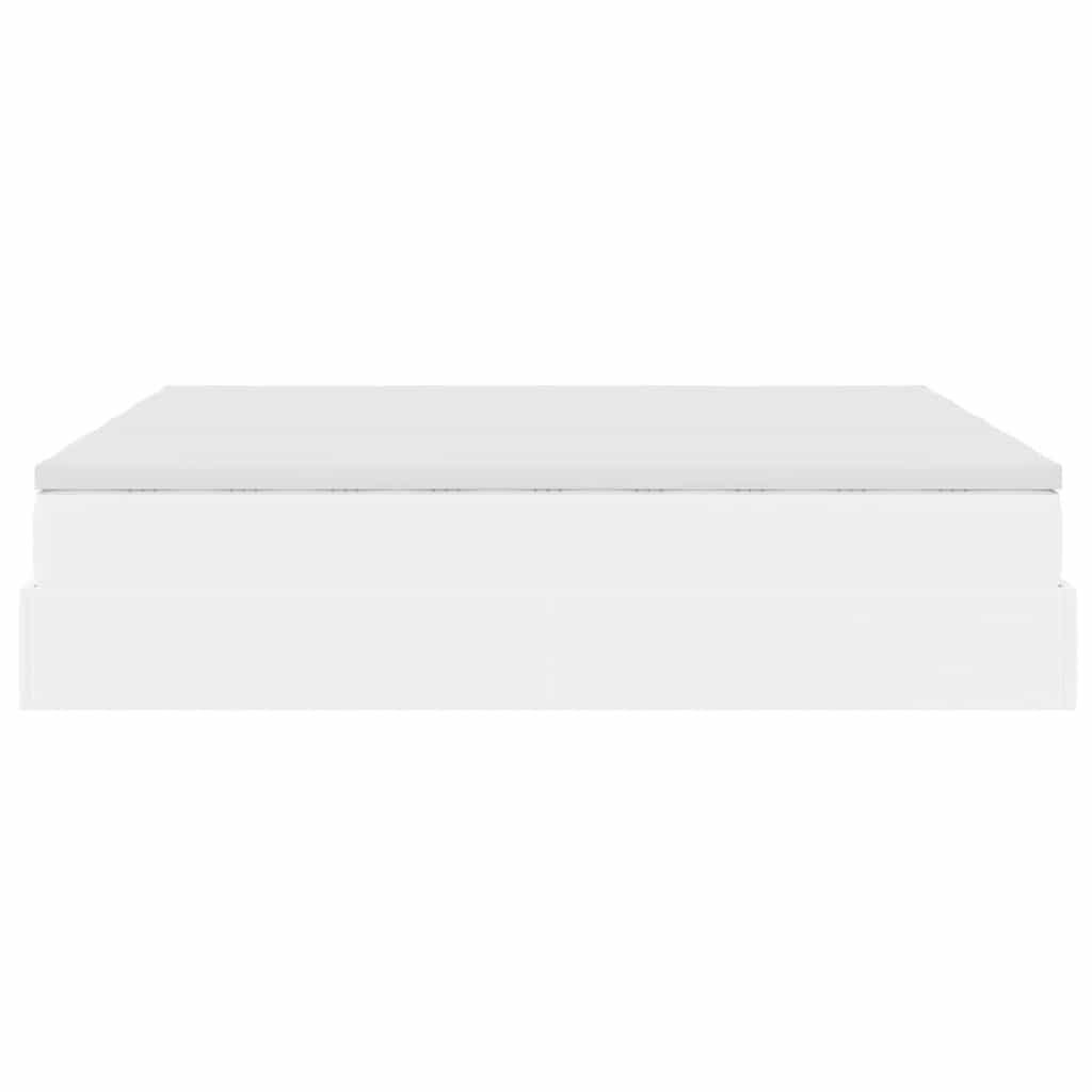 vidaXL Οθωμανικό κρεβάτι με στρώματα Λευκό 200x200cm Faux Leather