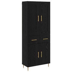 vidaXL Highboard &Mu;&alpha;ύ&rho;&eta; &Omicron;&xi;&upsilon;ά 69,5 x 34 x 180 &epsilon;&kappa;. &Epsilon;&pi;&epsilon;&xi;&epsilon;&rho;&gamma;&alpha;&sigma;&mu;έ&nu;&omicron; &xi;ύ&lambda;&omicron;