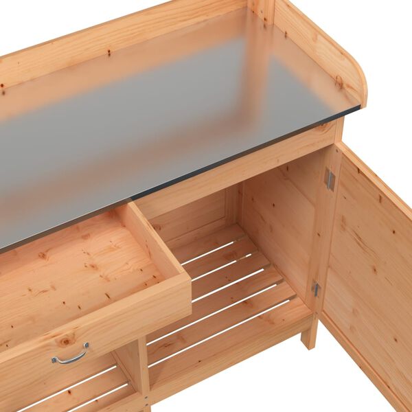 vidaXL Τραπέζι για Γλάστρες+Ντουλάπι Καφέ 110,5x45x124,5εκ Μασίφ Ελάτη