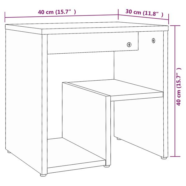 vidaXL Κομοδίνο Καφέ Δρυς 40 x 30 x 40 εκ. από Επεξεργασμένο Ξύλο