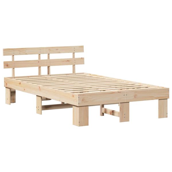 vidaXL Σκελετός Κρεβατιού Καφέ 140 x 190 cm Μασίφ ξύλο πεύκου