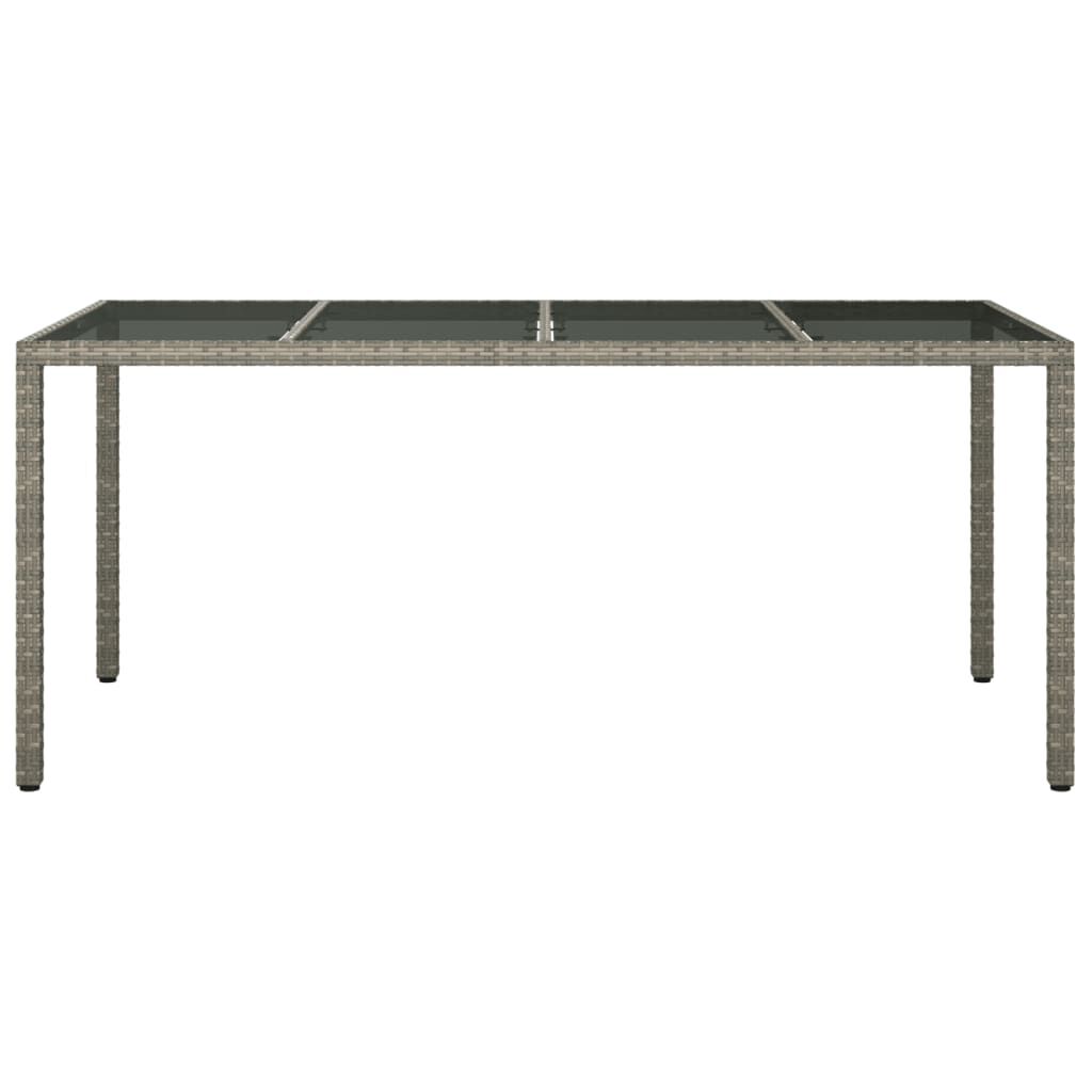 vidaXL Τραπέζι Κήπου Γκρι 190x90x75 εκ. Ψημένο Γυαλί/Συνθετικό Ρατάν