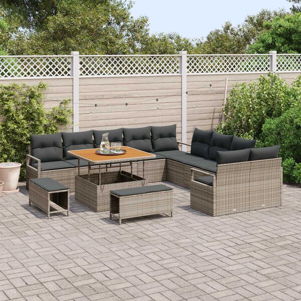 vidaXL Σετ Καναπέ Κήπου με μαξιλάρι 13 pcs Γκρι 100 x 100 x 71 cm
