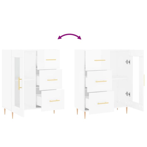 vidaXL Ντουλάπι Γυαλιστερό Λευκό 69,5x34x90 εκ. Επεξεργασμένο Ξύλο
