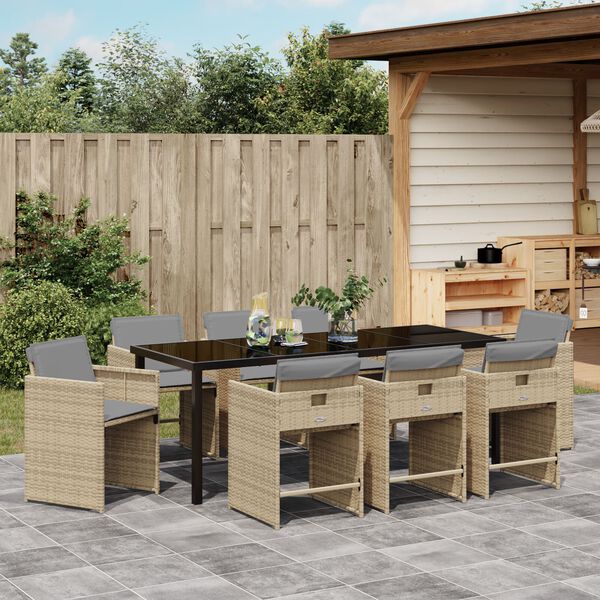 vidaXL Σετ 5 τεμαχίων Καρεκλών Dining Κήπου με Μαξιλάρια Ανοιχτό Γκρι Πολύ Ρατάν