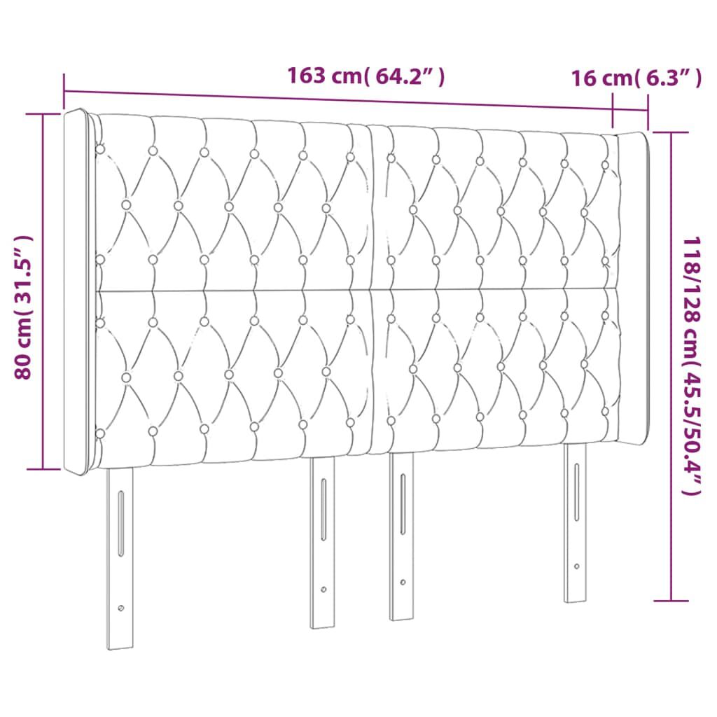 vidaXL Κεφαλάρι με Πτερύγια Σκούρο Καφέ 163x16x118/128 εκ. Υφασμάτινο