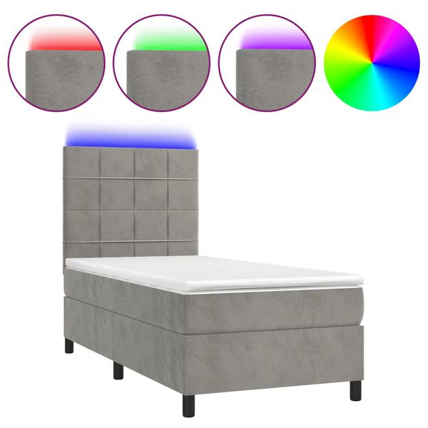 vidaXL &Kappa;&rho;&epsilon;&beta;ά&tau;&iota; Boxspring &mu;&epsilon; &Sigma;&tau;&rho;ώ&mu;&alpha; & LED &Alpha;&nu;.&Gamma;&kappa;&rho;&iota; 100x200 &epsilon;&kappa;. &Beta;&epsilon;&lambda;&omicron;ύ&delta;&iota;&nu;&omicron;