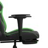 vidaXL Καρέκλα Gaming Μασάζ Υποπόδιο Μαύρο/Πράσινο από Συνθετικό Δέρμα
