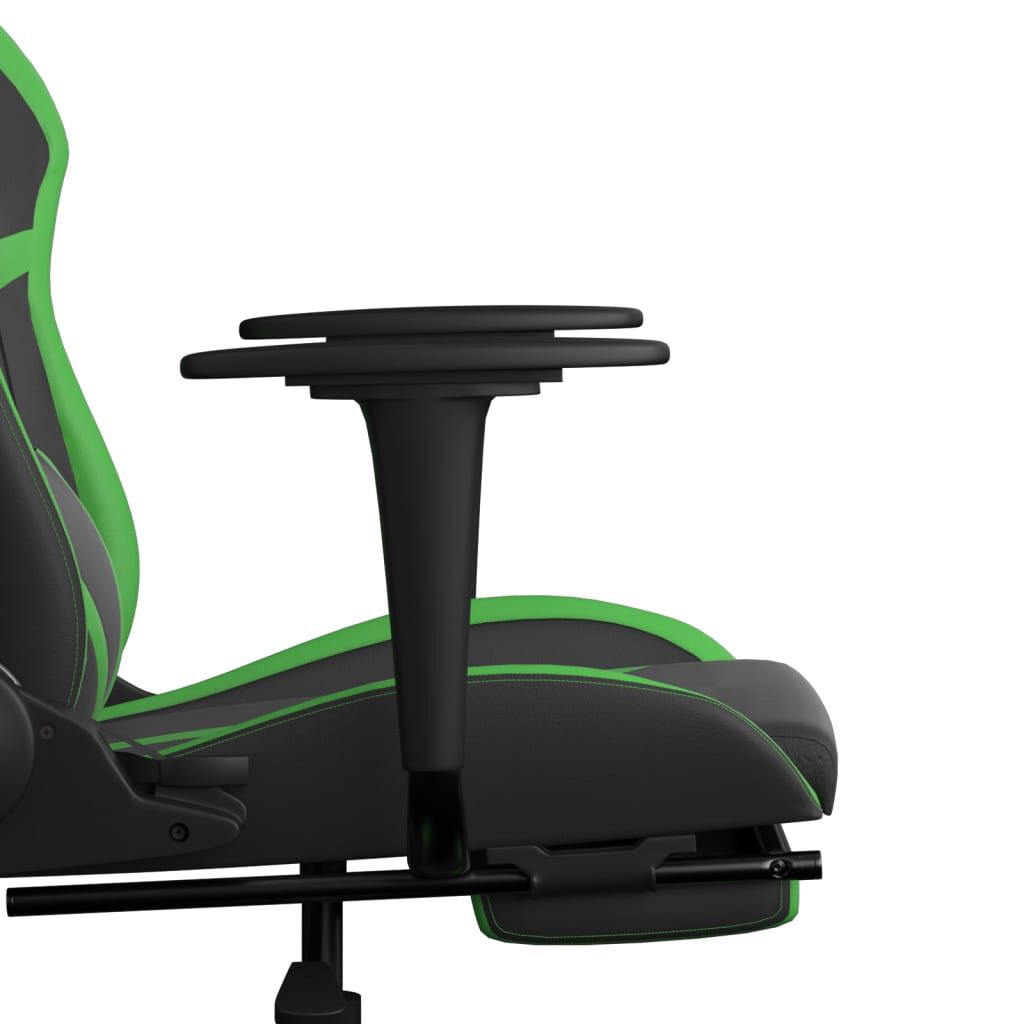 vidaXL Καρέκλα Gaming Μασάζ Υποπόδιο Μαύρο/Πράσινο από Συνθετικό Δέρμα