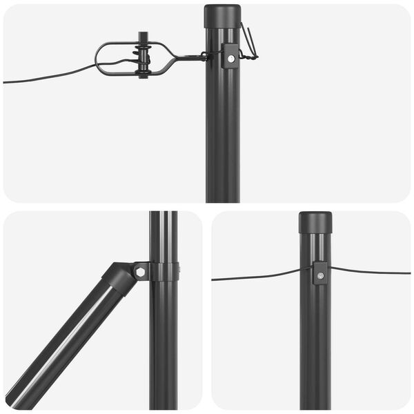 vidaXL Σετ Πόστες Φράκτη 7 pcs Γκρι Ø32mm 60 εκ Μέταλλο