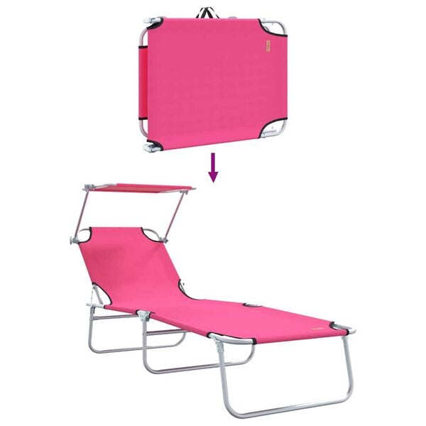 vidaXL Ξαπλώστρα 2-πρόσωπο 2 pcs Ροζ 58 x 188 x 77 εκ. ύφασμα