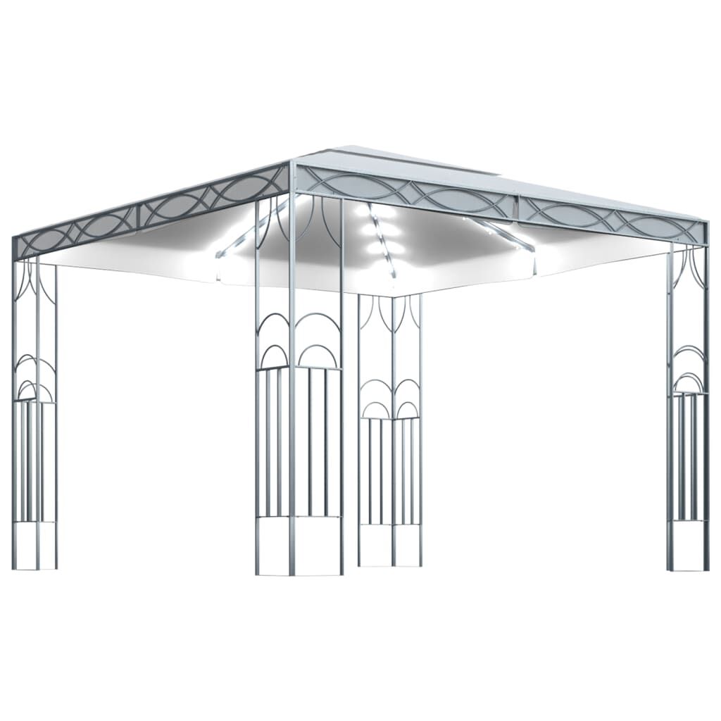 vidaXL Κιόσκι με Φωτάκια LED Κρεμ 300 x 300 εκ.