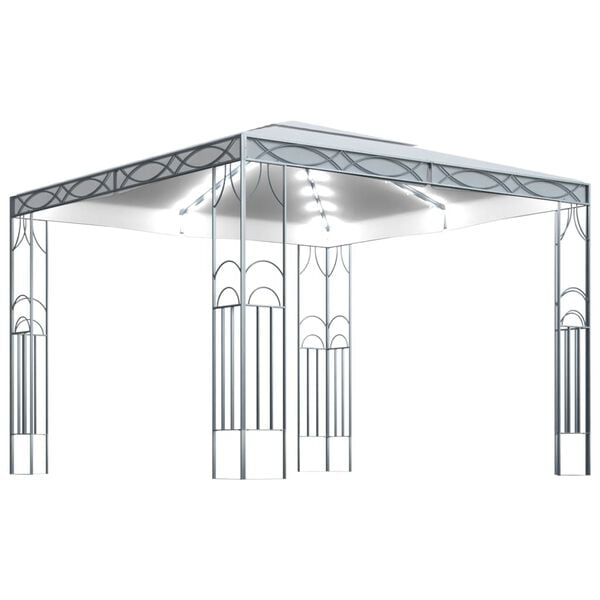 vidaXL Κιόσκι με Φωτάκια LED Κρεμ 300 x 300 εκ.