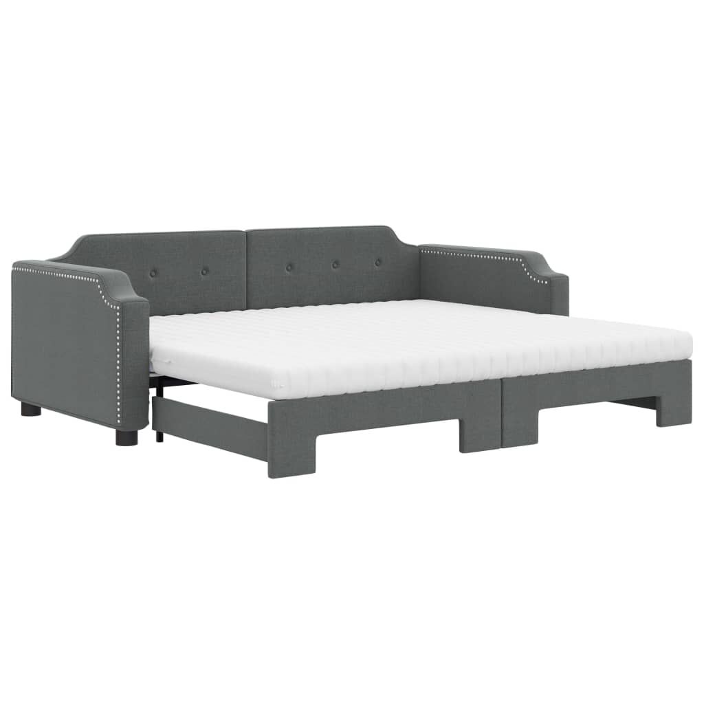 vidaXL Καναπές Κρεβάτι Συρόμενος Σκ. γκρι 100x200εκ. Ύφασμα Στρώματα