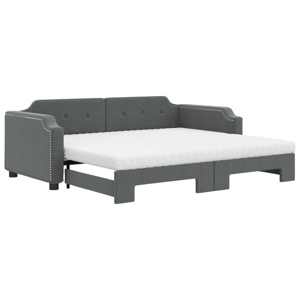 vidaXL Καναπές Κρεβάτι Συρόμενος Σκ. γκρι 100x200εκ. Ύφασμα Στρώματα